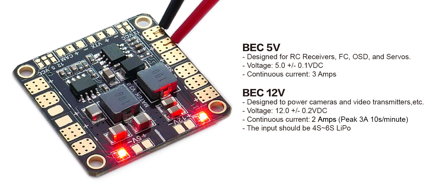 Matek Mini Power Hub Power Distribution Board PDB with BEC 5V & 12V for FPV 