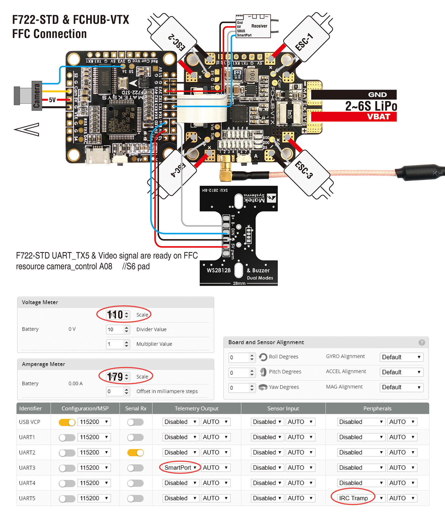 Flight Controller F722-STD, Standard – Matek Systems 7 flat wiring diagram 